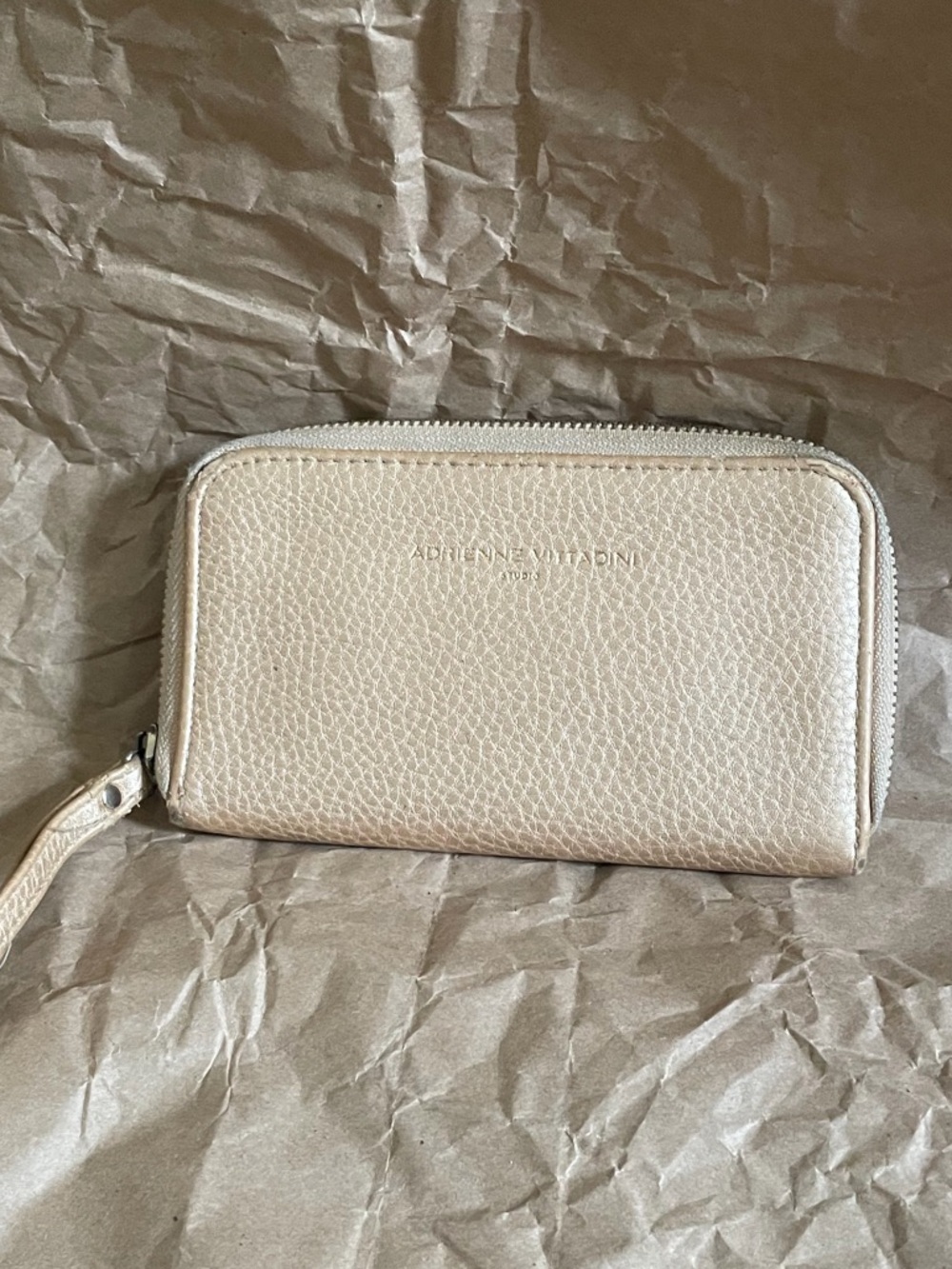 Adrienne Vittadini Beige Zip Wallet Wristlet